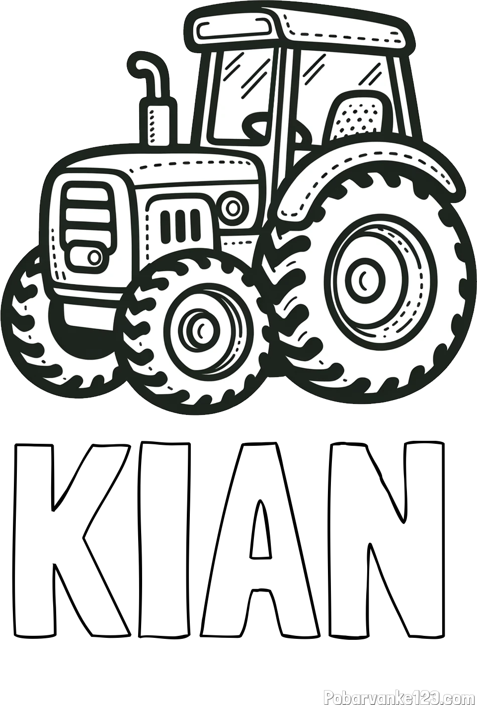 Pobarvanka imena KIAN in pobarvanka čudovitega traktorja