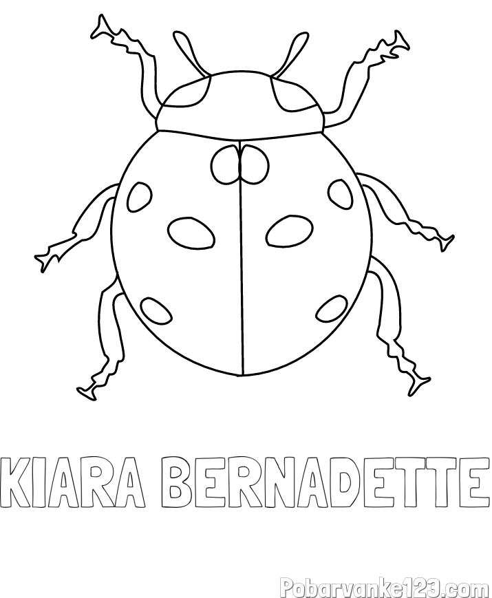 Pobarvanka imena KIARA BERNADETTE in pobarvanka pikapolonice