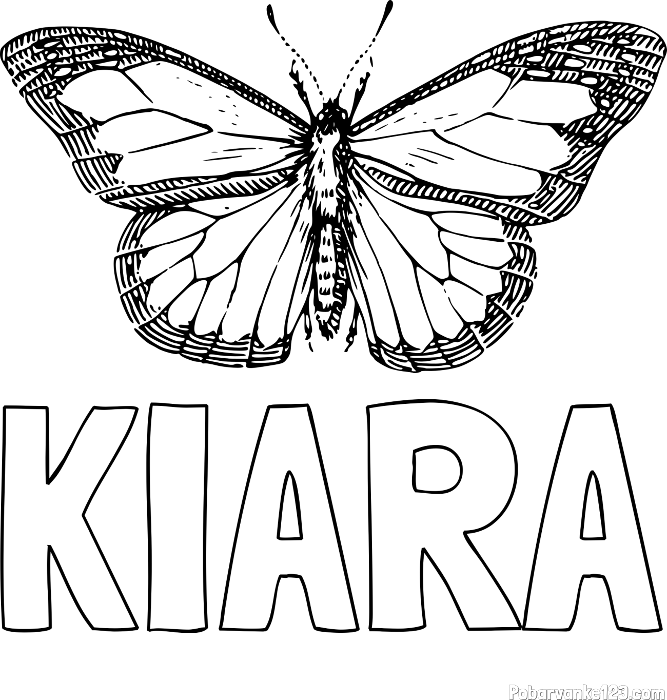 Pobarvanka imena KIARA in pobarvanka metulja