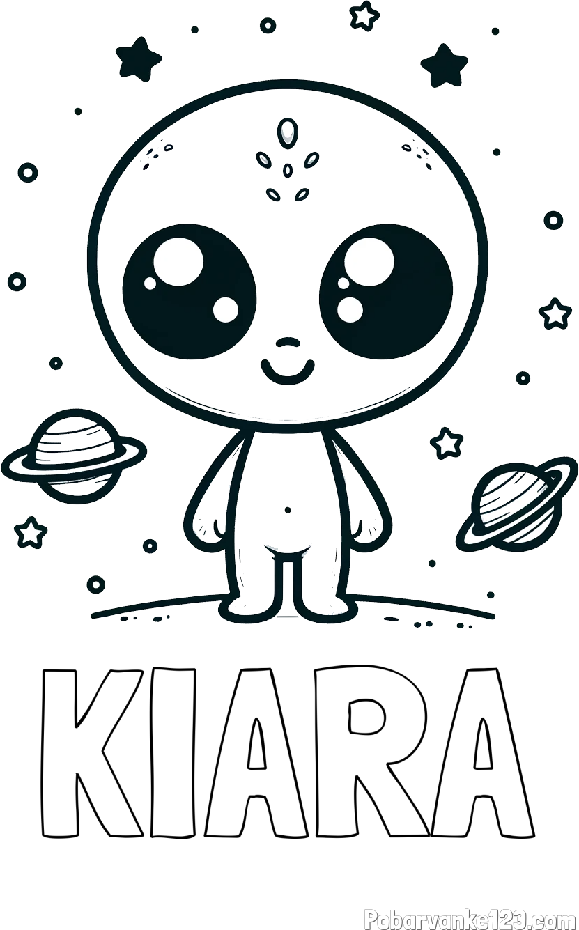 Pobarvanka imena KIARA in pobarvanka vesoljec