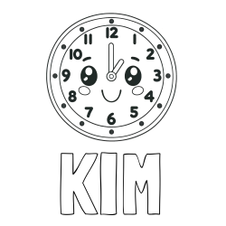 Online izdelana pobarvanka - Pobarvanka imena KIM in otroška pobarvanka nasmejane ure