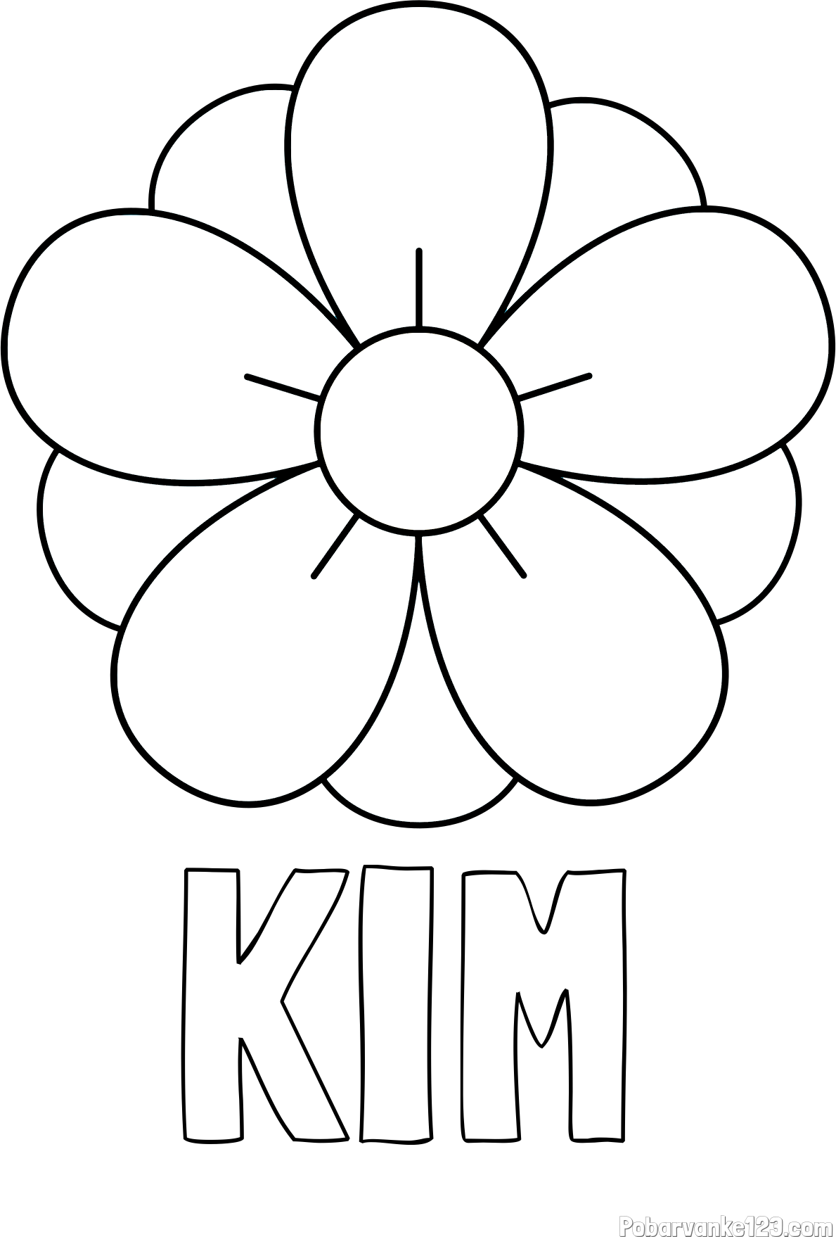 Pobarvanka imena KIM in pobarvanka lepega cveta