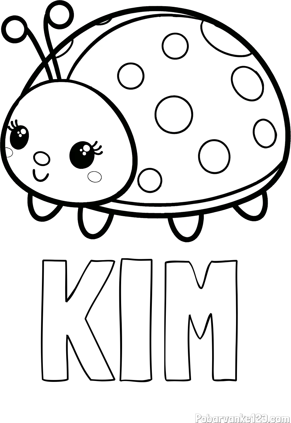 Pobarvanka imena KIM in pobarvanka ljubke pikapolonice