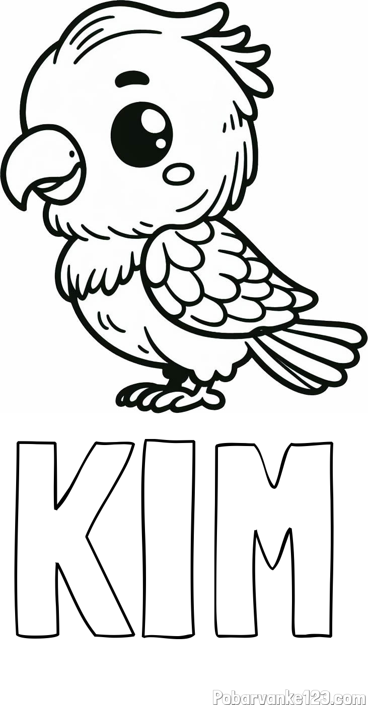 Pobarvanka imena KIM in pobarvanka ljubkega papagaja