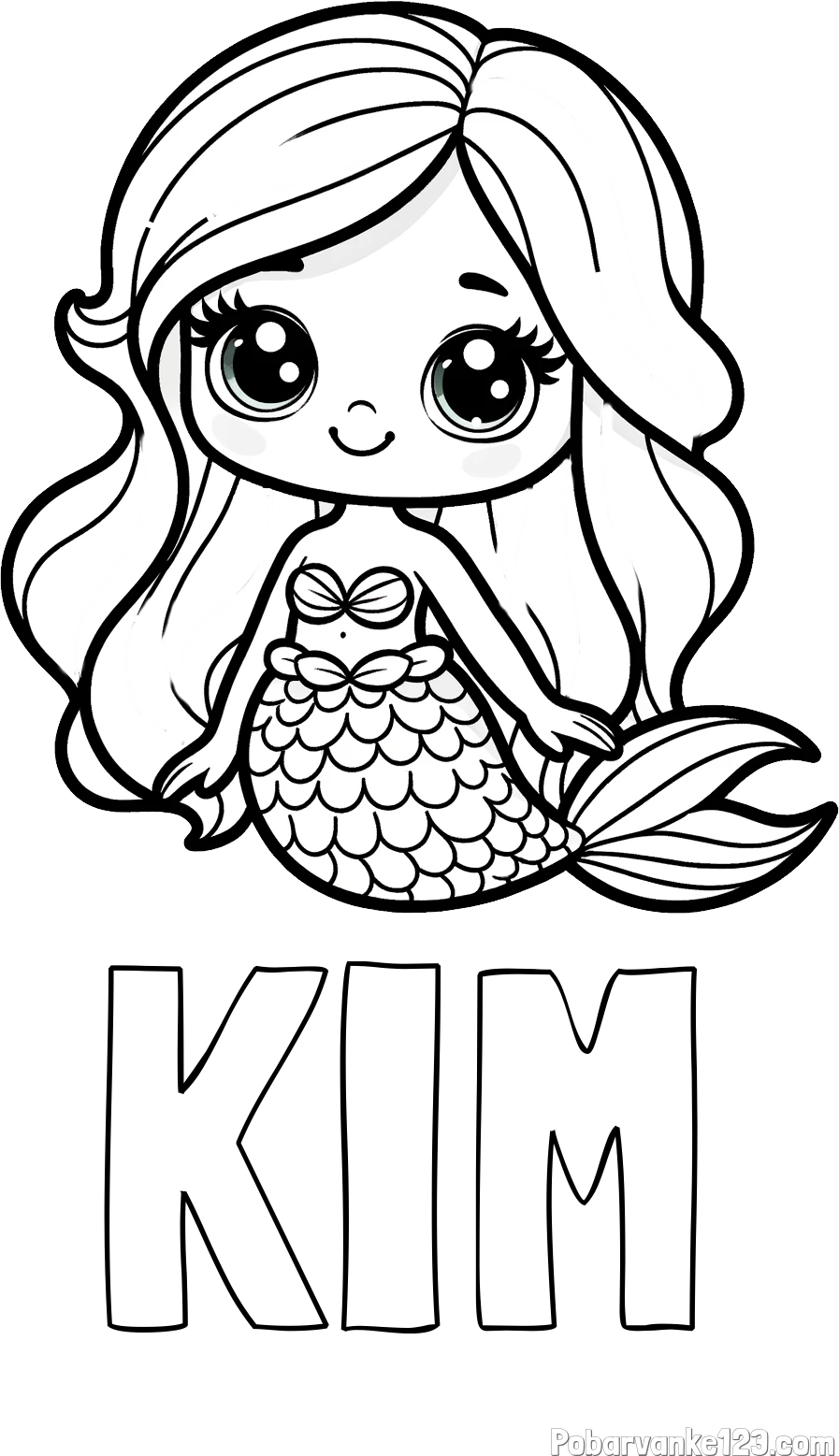 Pobarvanka imena KIM in pobarvanka prikupne morske deklice