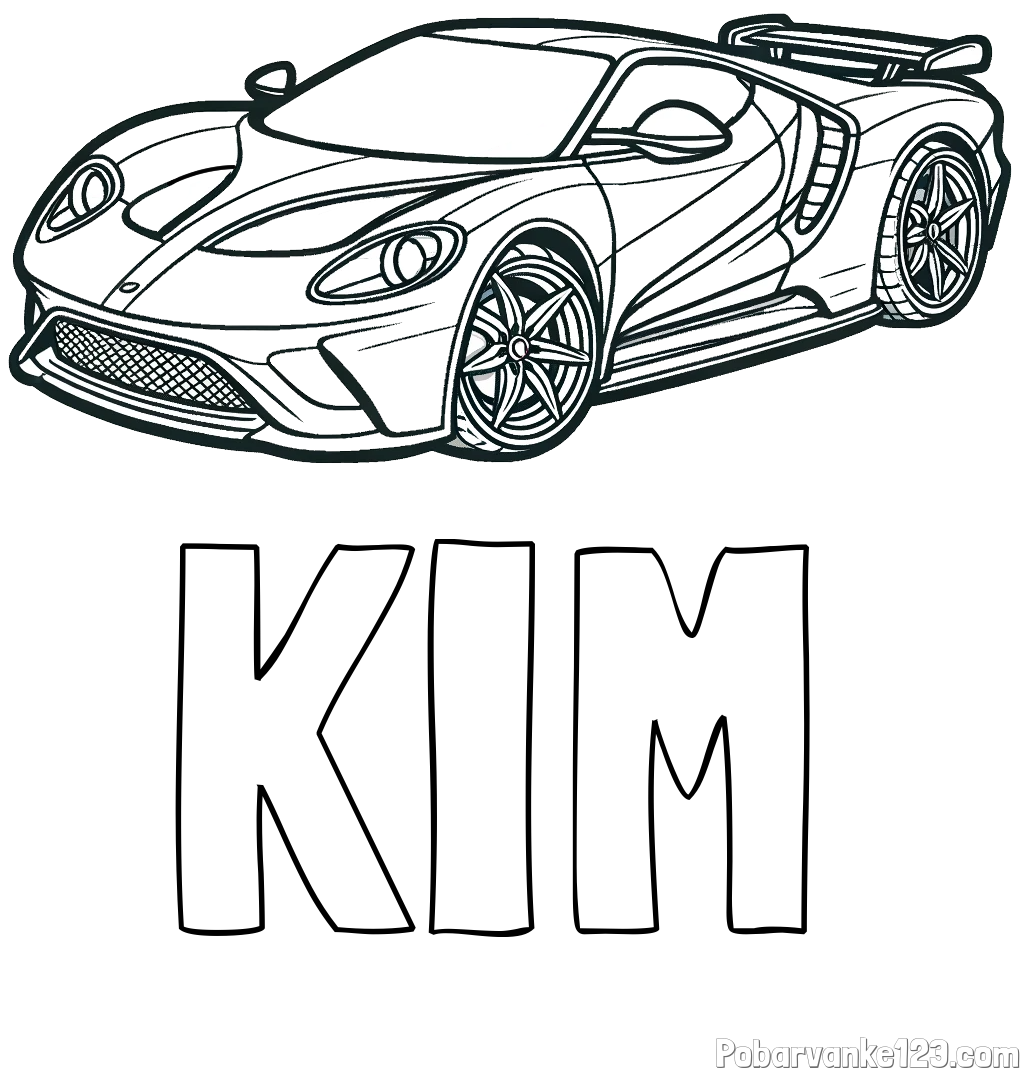 Pobarvanka imena KIM in Športni avtomobil