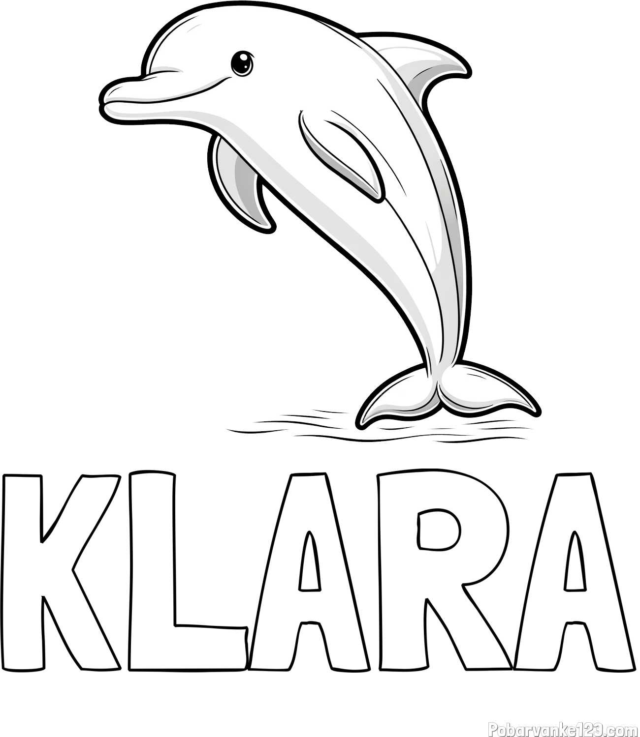 Pobarvanka imena KLARA in pobarvanka delfina