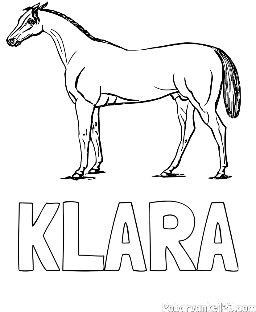Pobarvanka imena KLARA in pobarvanka konja