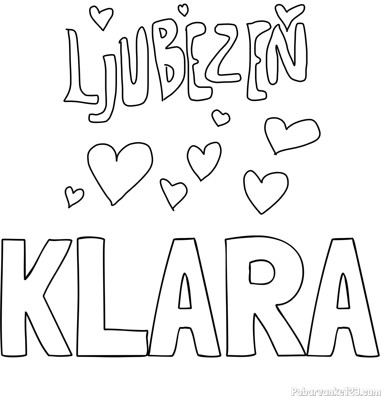 Pobarvanka imena KLARA in pobarvanka ljubezni ❤