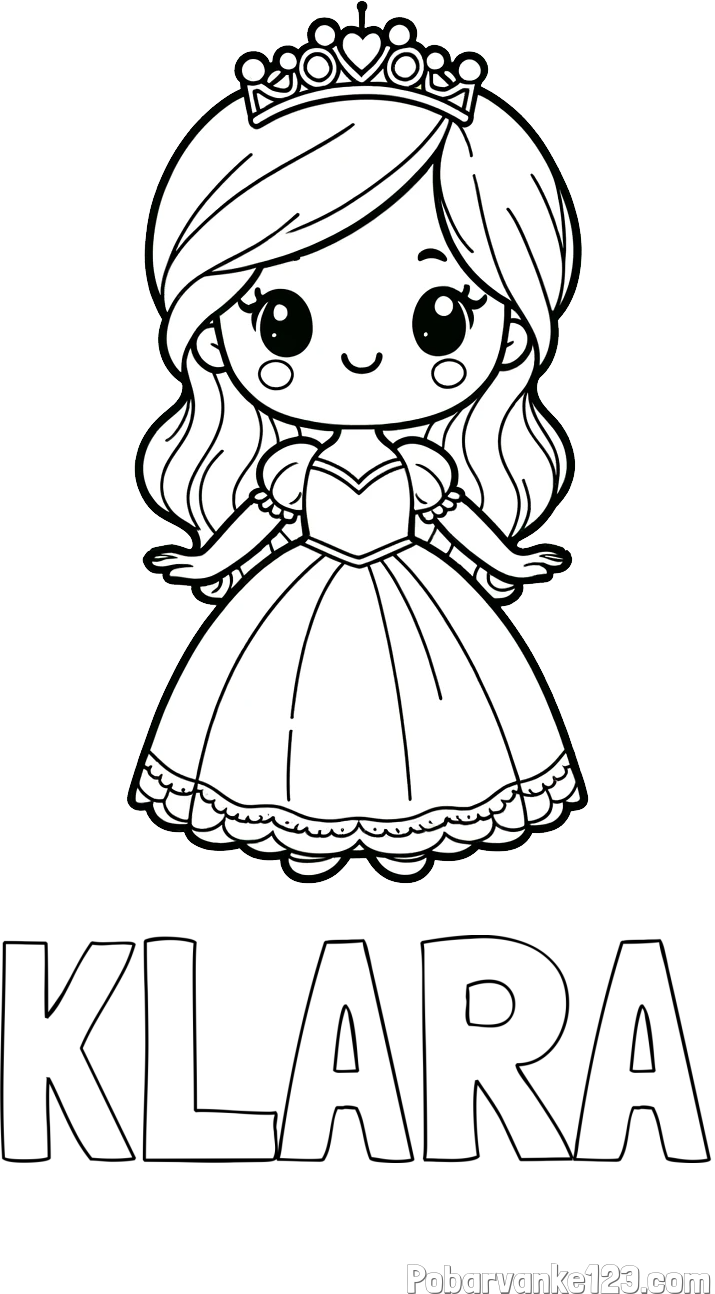 Pobarvanka imena KLARA in pobarvanka ljubke princeske