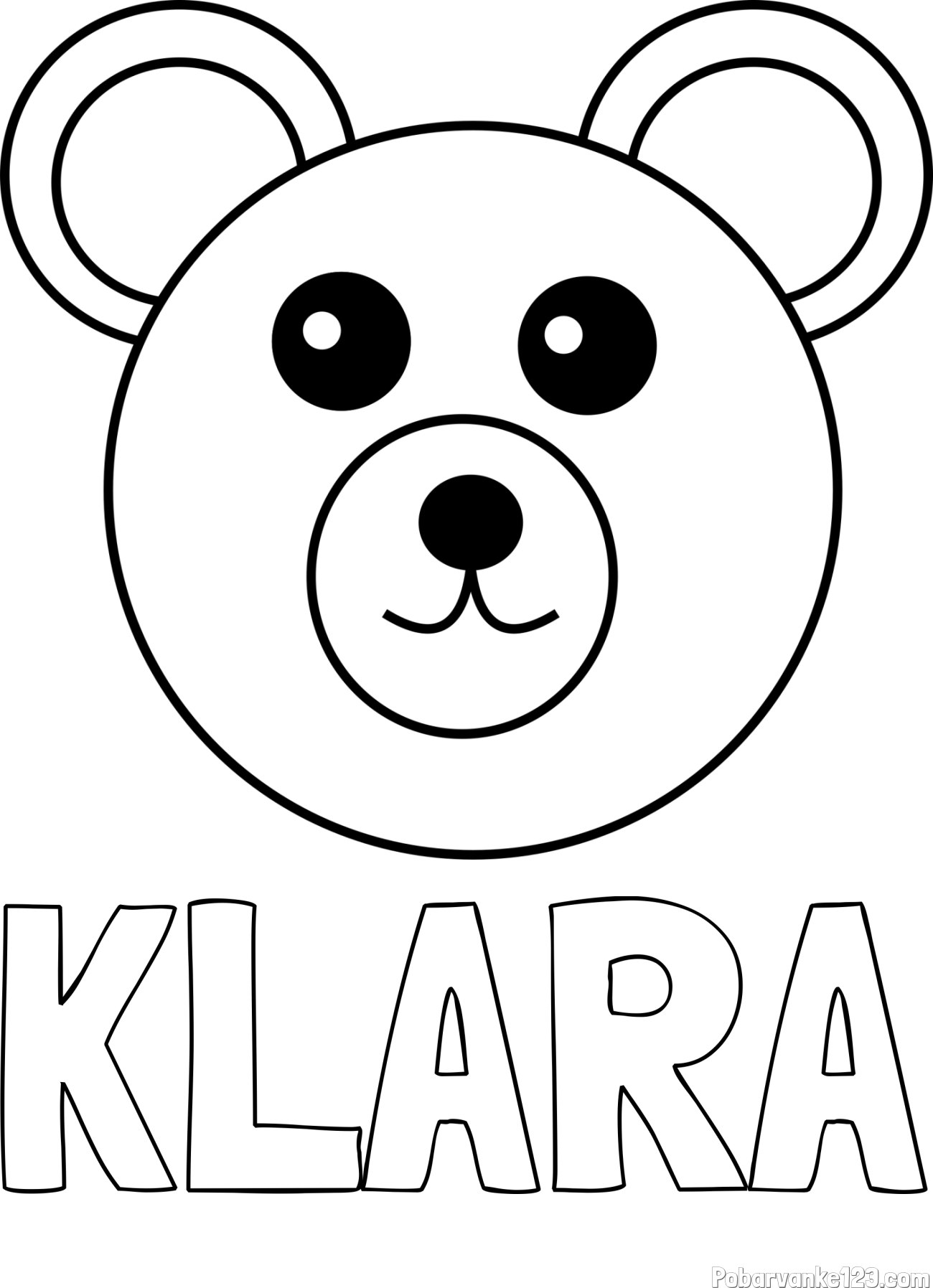 Pobarvanka imena KLARA in preprosta pobarvanka medvedka