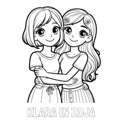 Online izdelana pobarvanka - Pobarvanka imena KLARA IN ZOJA in pobarvanka ljubkih prijateljic