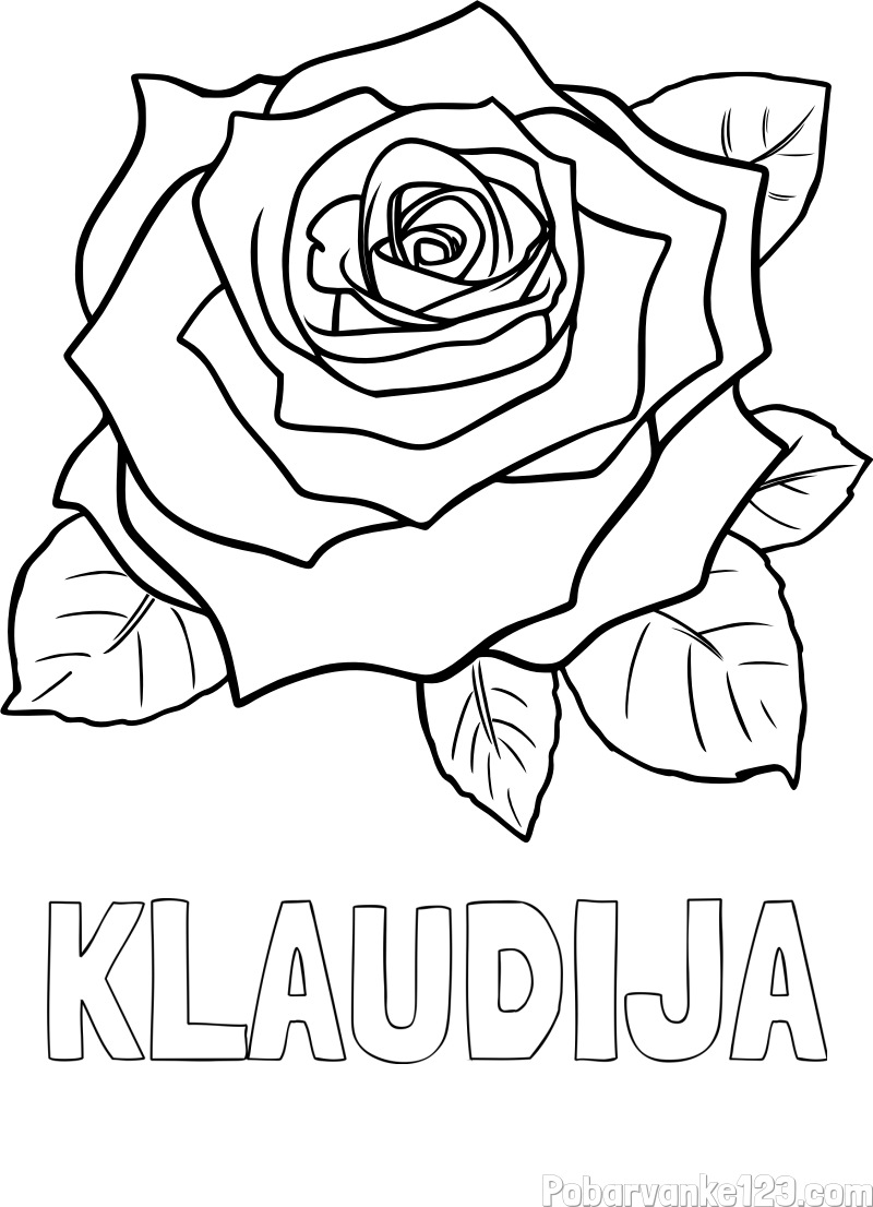 Pobarvanka imena KLAUDIJA in pobarvanka vrtnice