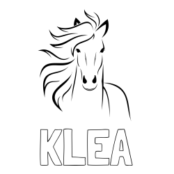 Online izdelana pobarvanka - Pobarvanka imena KLEA in lepa pobarvanka konja