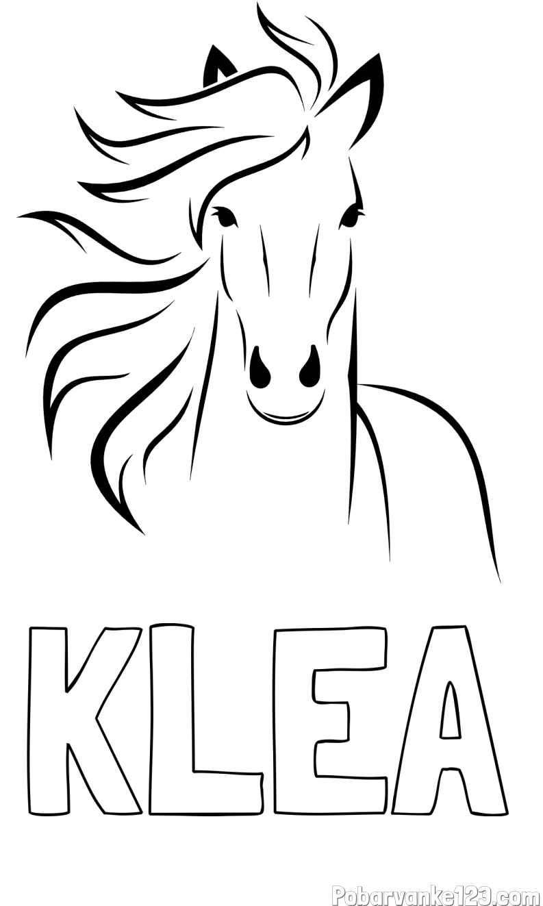 Pobarvanka imena KLEA in lepa pobarvanka konja