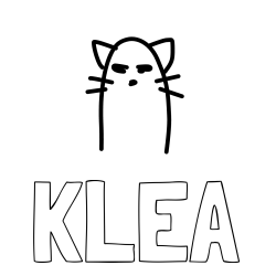 Online izdelana pobarvanka - Pobarvanka imena KLEA in luštkana mačka