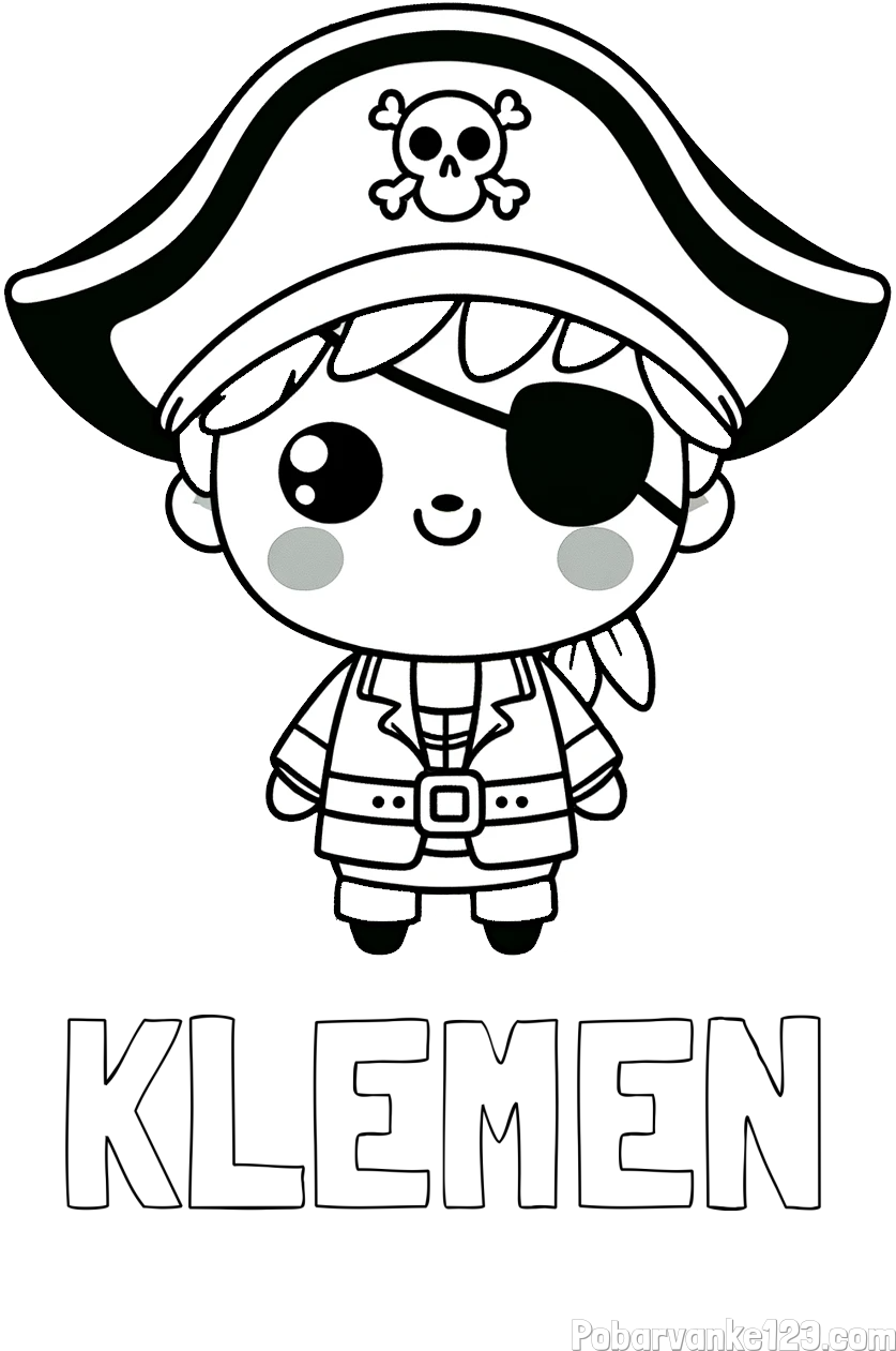 Pobarvanka imena KLEMEN in pobarvanka ljubkega gusarja