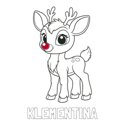Online izdelana pobarvanka - Pobarvanka imena KLEMENTINA in pobarvanka nasmejanega jelenčka Rudolfa