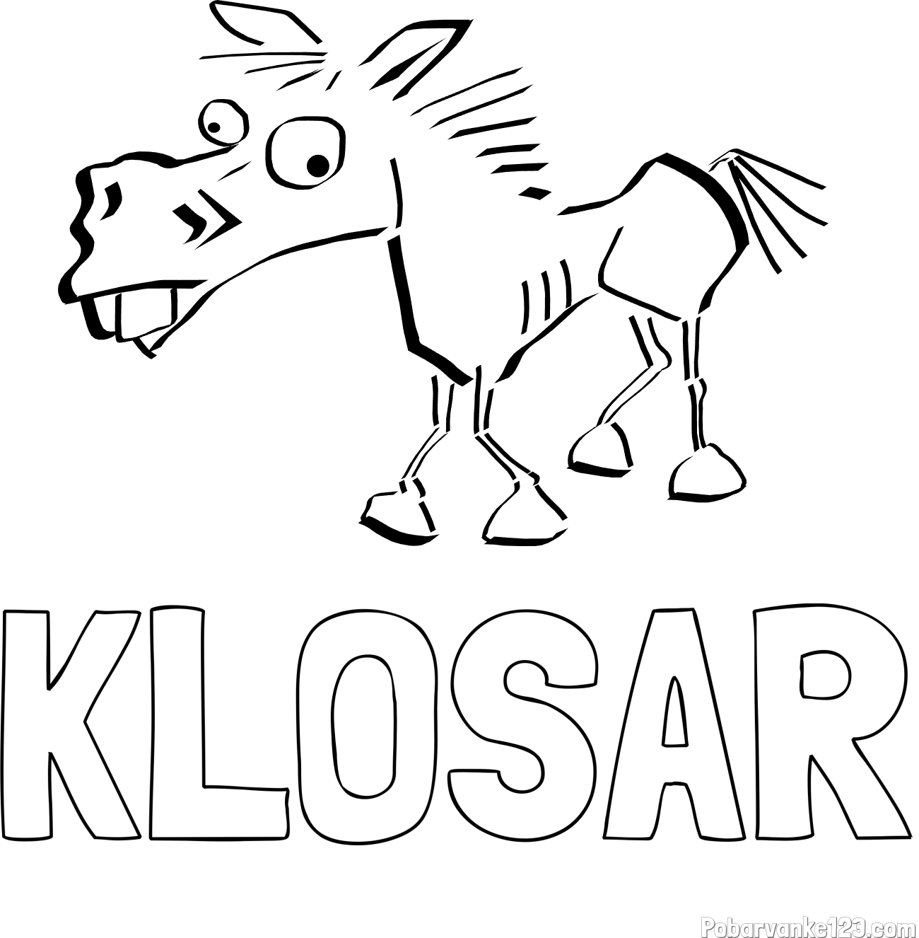 Pobarvanka imena KLOŠAR in pobarvanka smešni konj