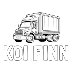 Online izdelana pobarvanka - Pobarvanka imena KOI FINN in pobarvanka velikega in zmogljivega tovornjaka