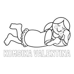Online izdelana pobarvanka - Pobarvanka imena KOMSIKA VALENTINA in pobarvanka vesele punčke