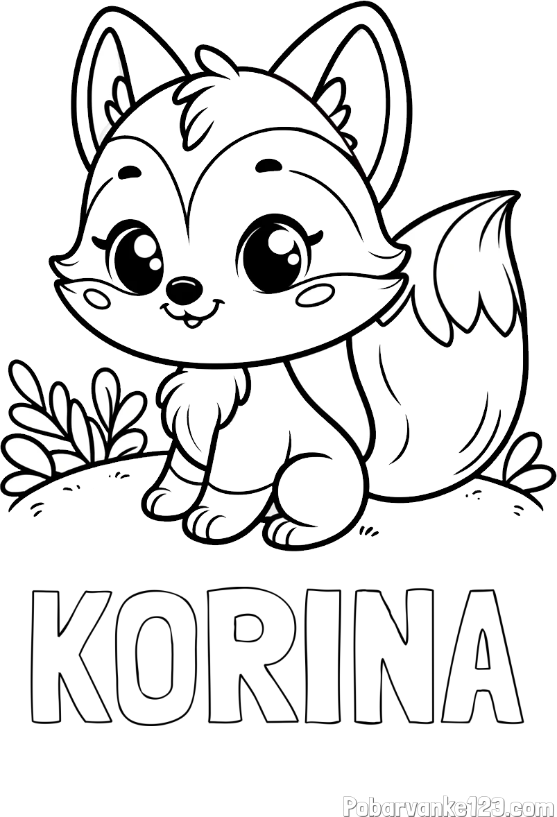 Pobarvanka imena KORINA in pobarvanka lisičke