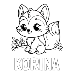 Online izdelana pobarvanka - Pobarvanka imena KORINA in pobarvanka lisičke