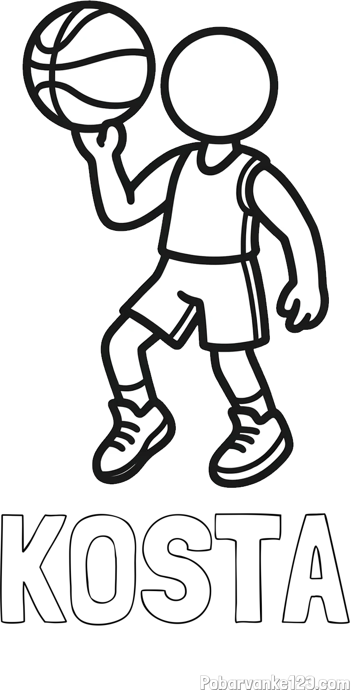 Pobarvanka imena KOSTA in otroška pobarvanka košarkarja
