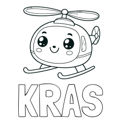 Online izdelana pobarvanka - Pobarvanka imena KRAS in otroška pobarvanka ljubkega helikopterja