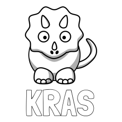 Online izdelana pobarvanka - Pobarvanka imena KRAS in pobarvanka dinozavra triceratops