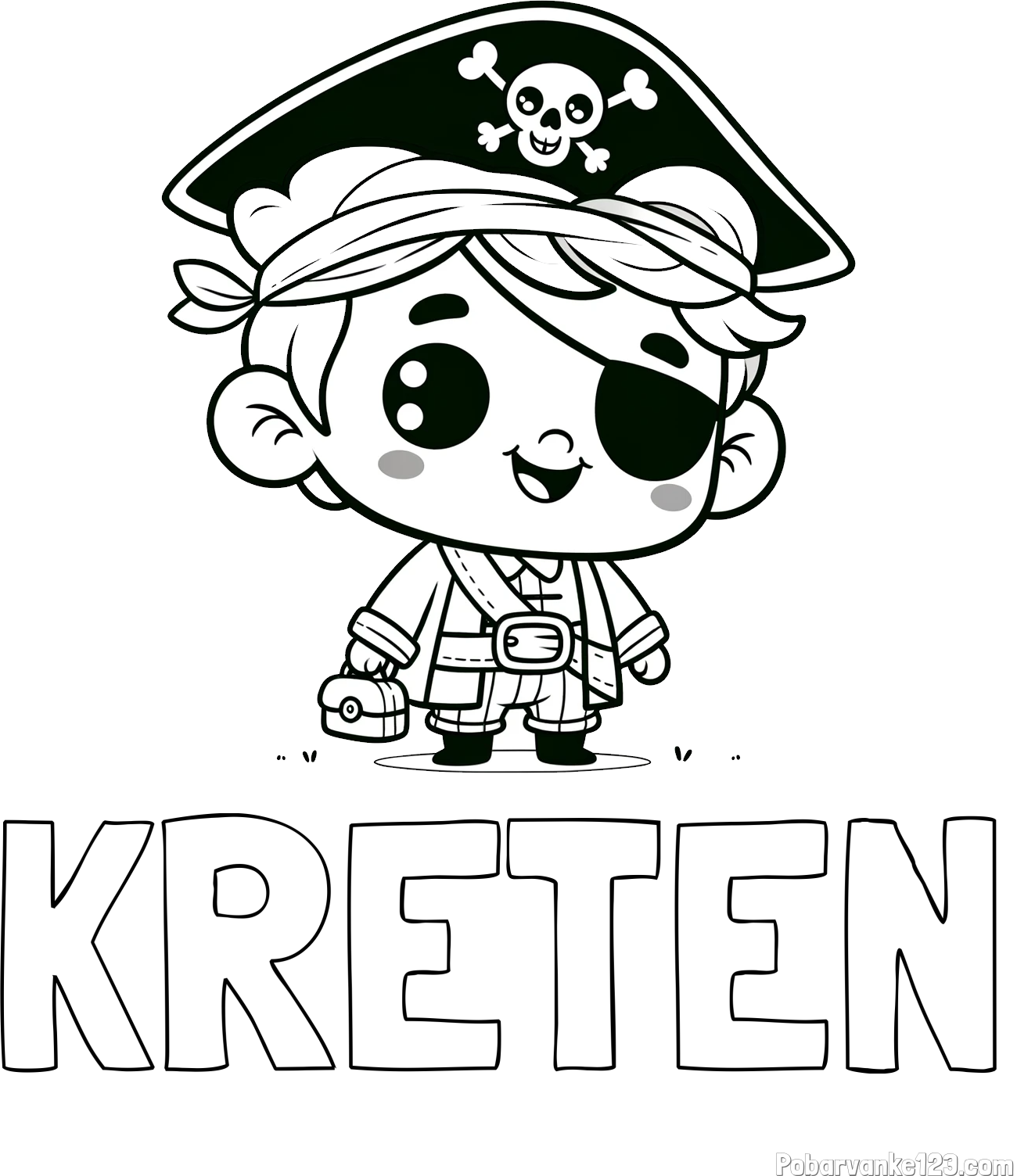 Pobarvanka imena KRETEN in pobarvanka nasmejanega gusarja