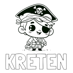 Online izdelana pobarvanka - Pobarvanka imena KRETEN in pobarvanka nasmejanega gusarja
