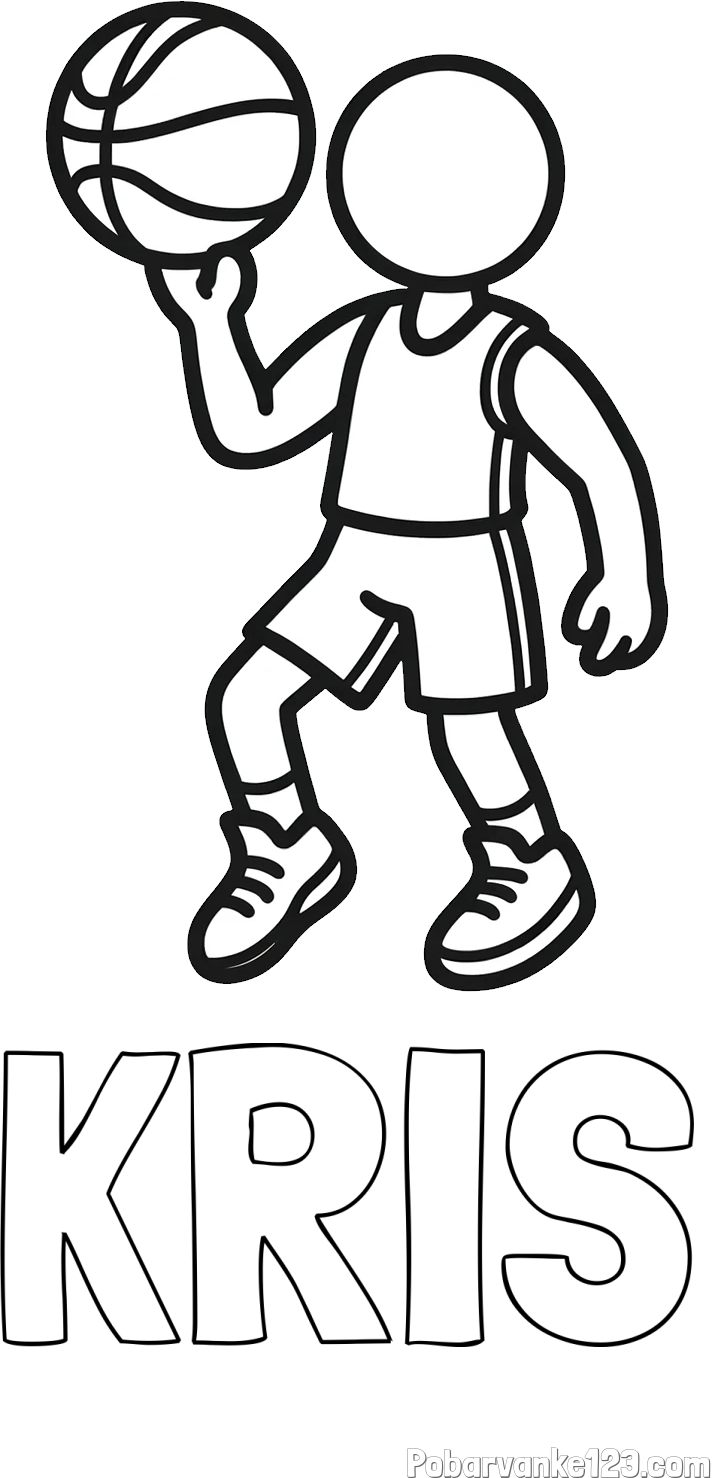 Pobarvanka imena KRIS in otroška pobarvanka košarkarja