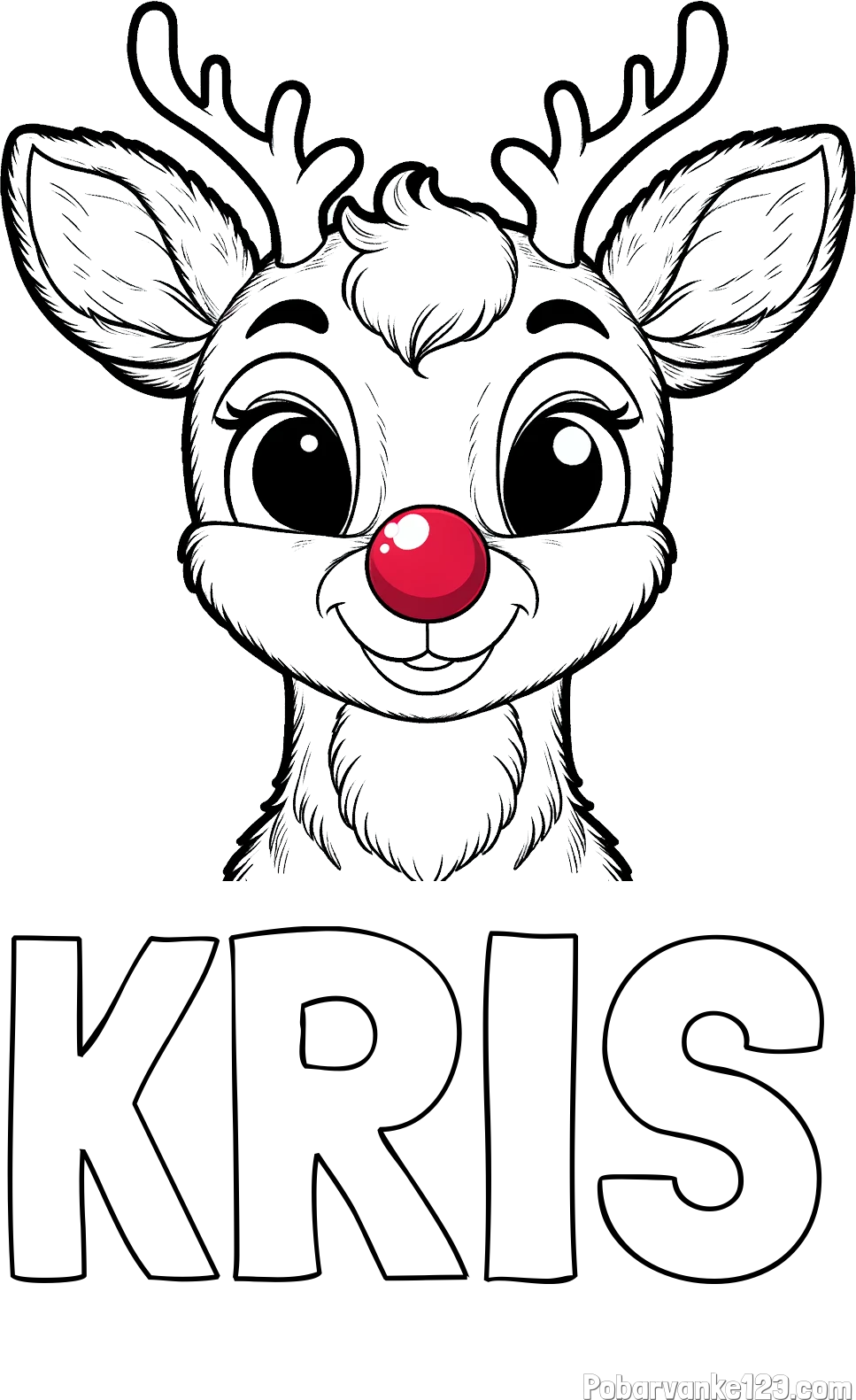 Pobarvanka imena KRIS in otroška pobarvanka simpatičnega jelenčka Rudolfa