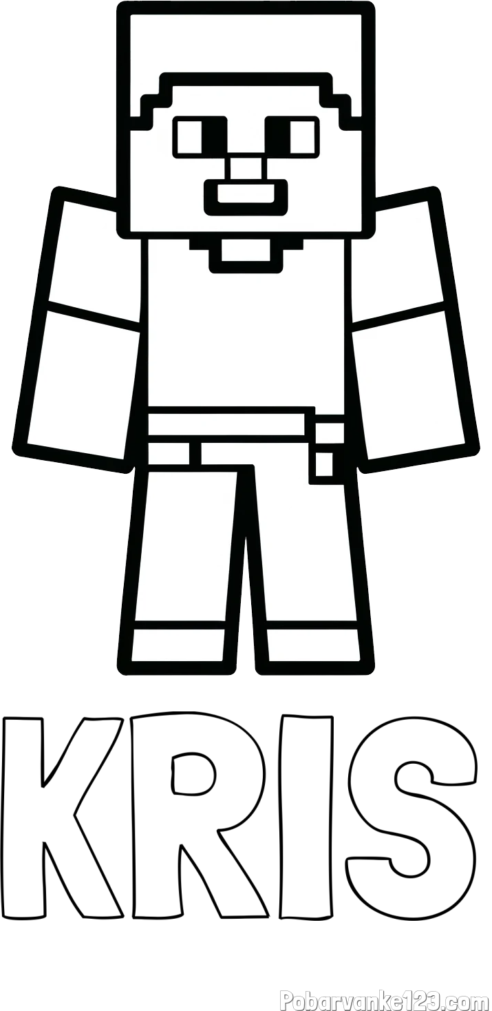 Pobarvanka imena KRIS in pobarvanka Minecraft figurice