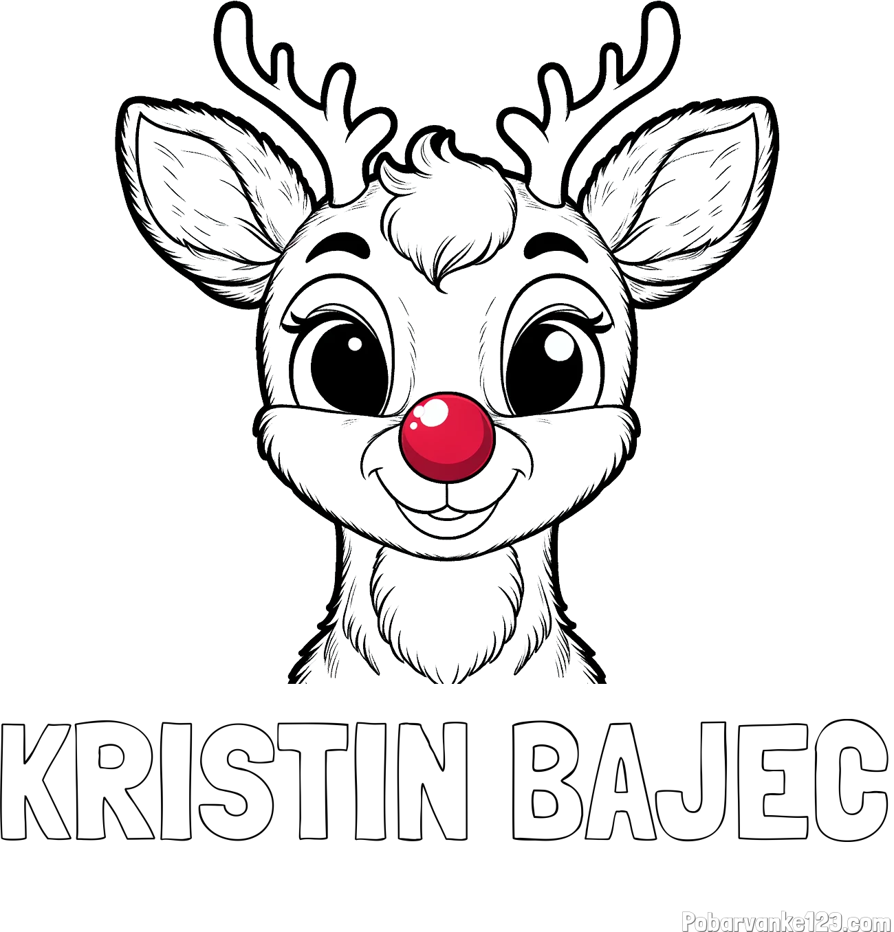 Pobarvanka imena KRISTIN BAJEC in otroška pobarvanka simpatičnega jelenčka Rudolfa