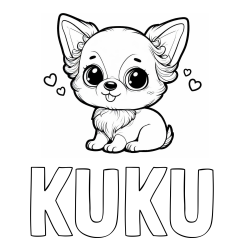 Online izdelana pobarvanka - Pobarvanka imena KUKU in pobarvanka čivave