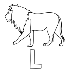 Online izdelana pobarvanka - Pobarvanka imena L in otroška pobarvanka leva