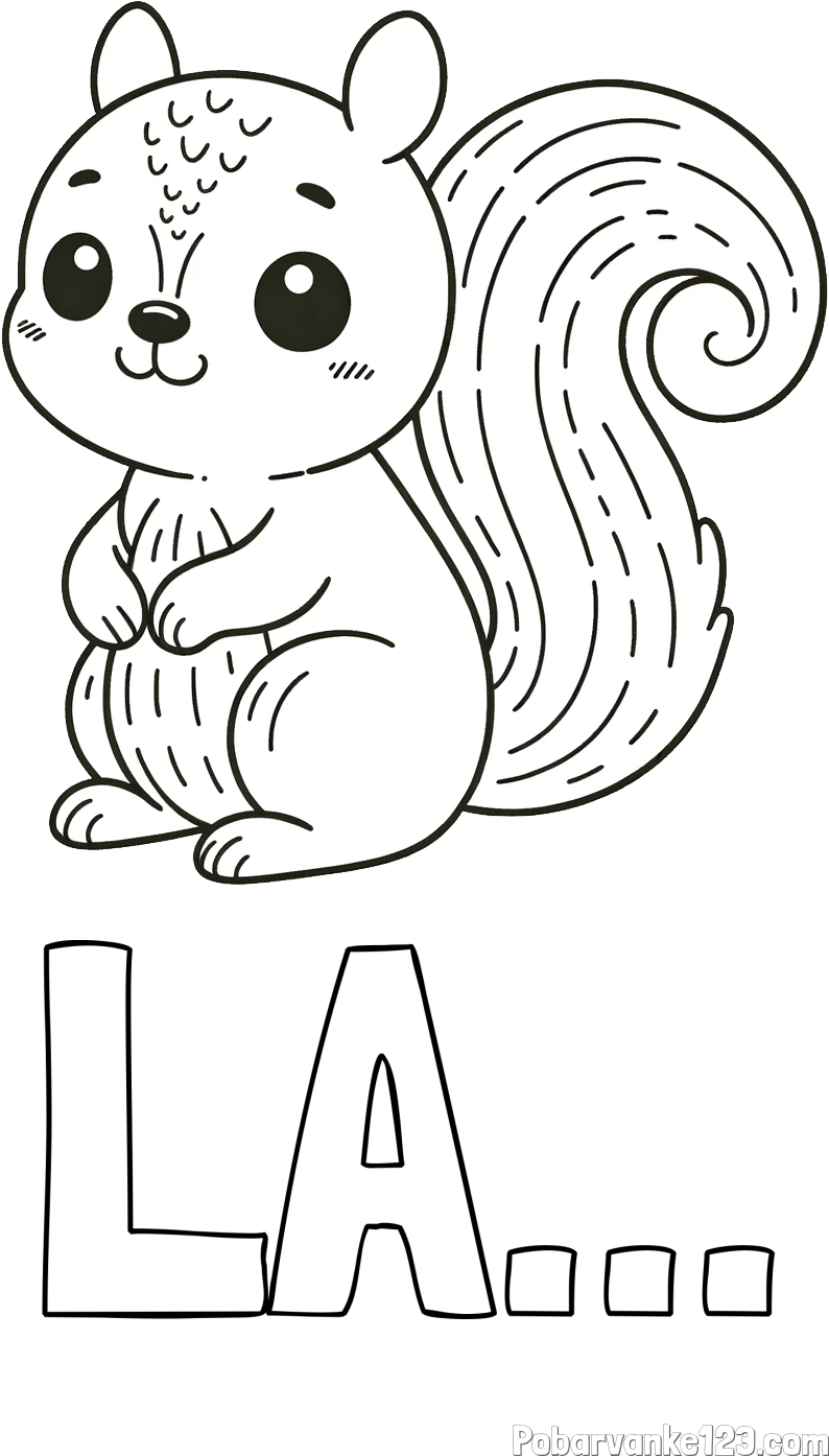 Pobarvanka imena LA... in otroška pobarvanka veveričke