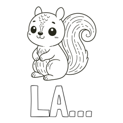 Online izdelana pobarvanka - Pobarvanka imena LA... in otroška pobarvanka veveričke