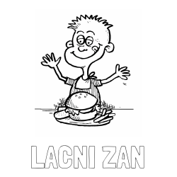 Online izdelana pobarvanka - Pobarvanka imena LAČNI ŽAN in pobarvanka otroka, ki je slastni hamburger z ocvrtim krompirčkom