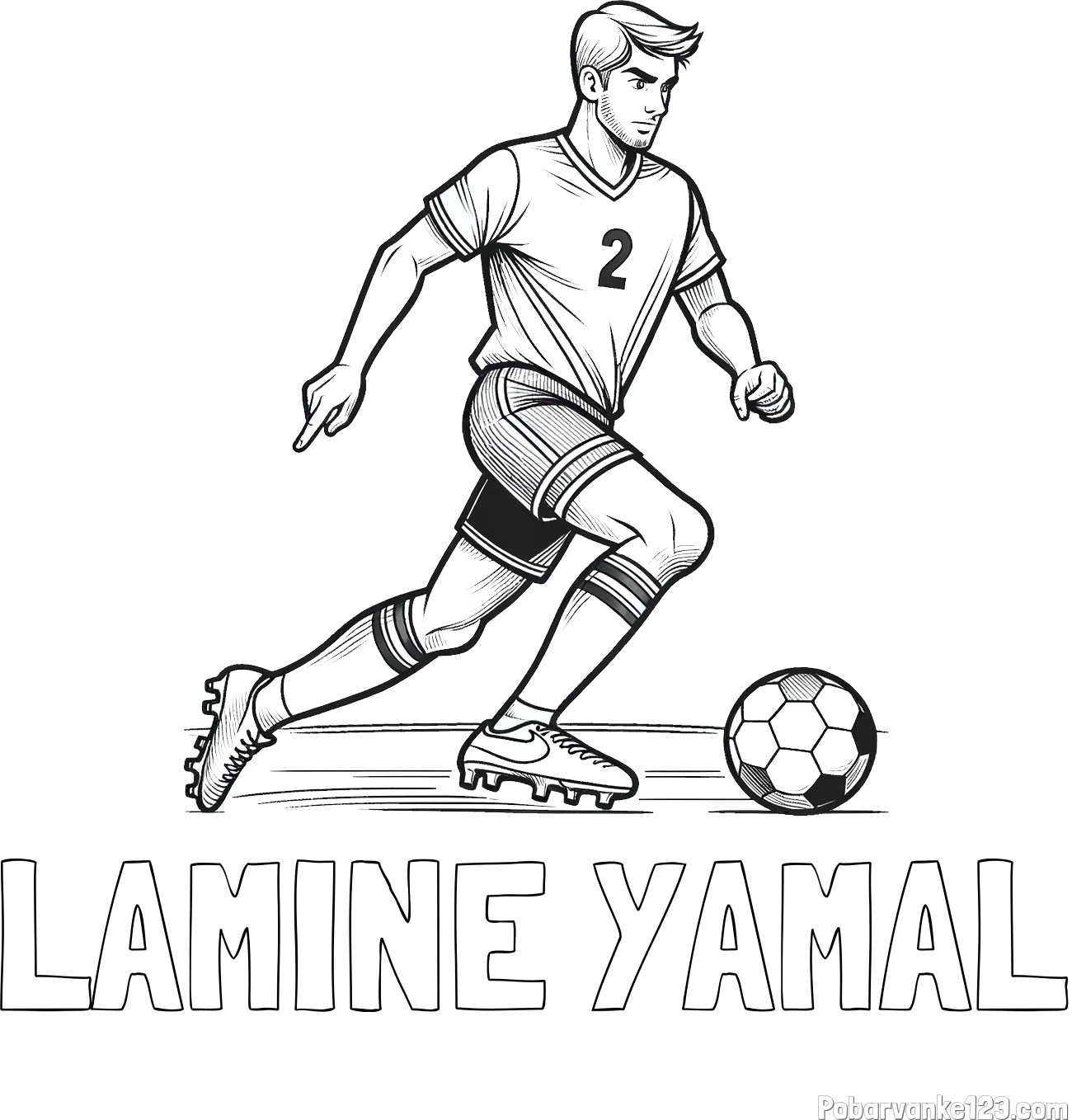 Pobarvanka imena LAMINE YAMAL in pobarvanka nogometaša