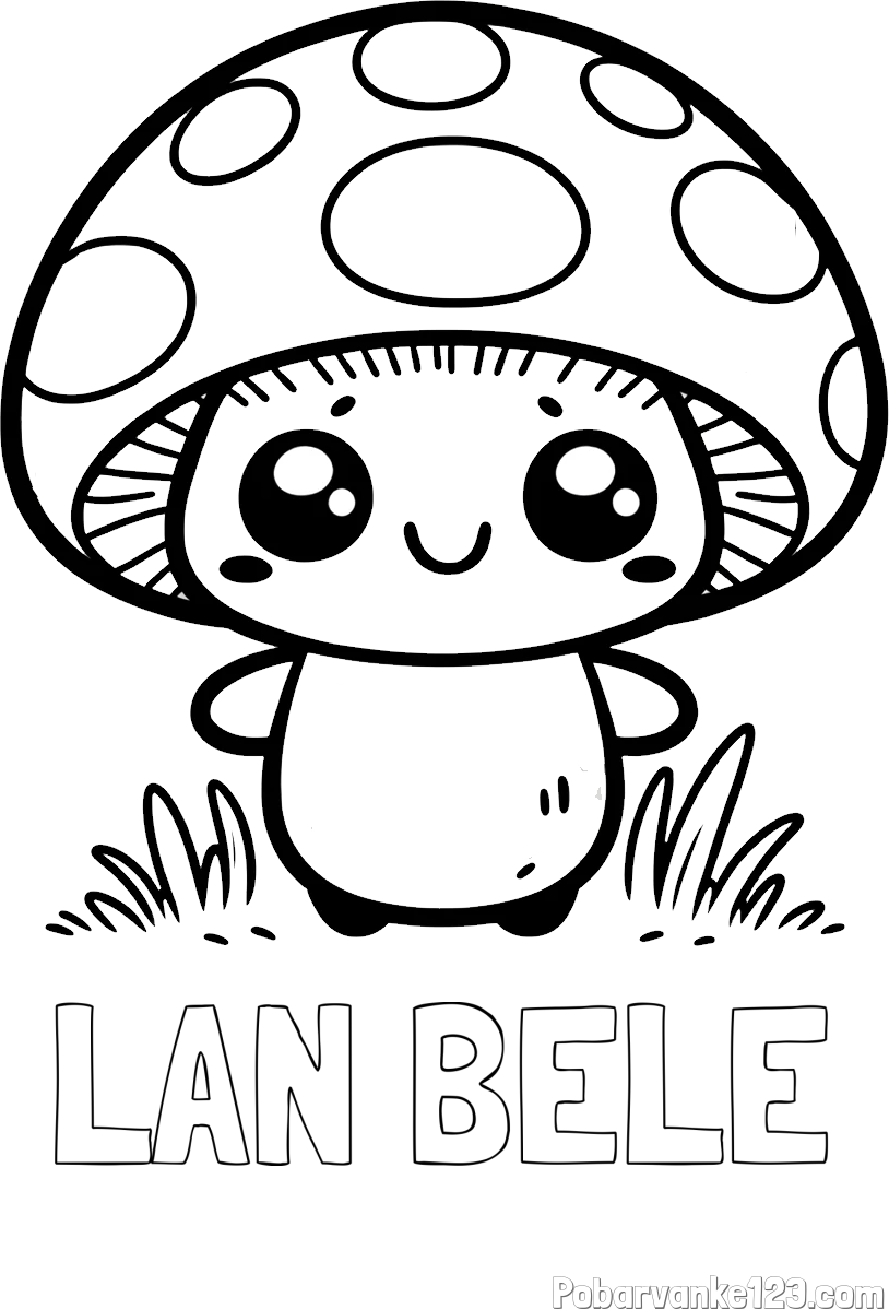 Pobarvanka imena LAN BELE in otroška pobarvanka gobe