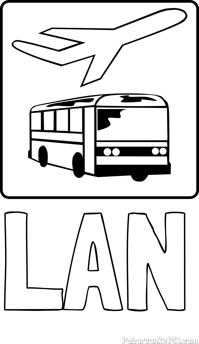 Pobarvanka imena LAN in avtobus in letalo