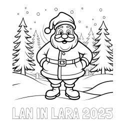 Online izdelana pobarvanka - Pobarvanka imena LAN IN LARA 2025 in pobarvanka Božička v gozdu