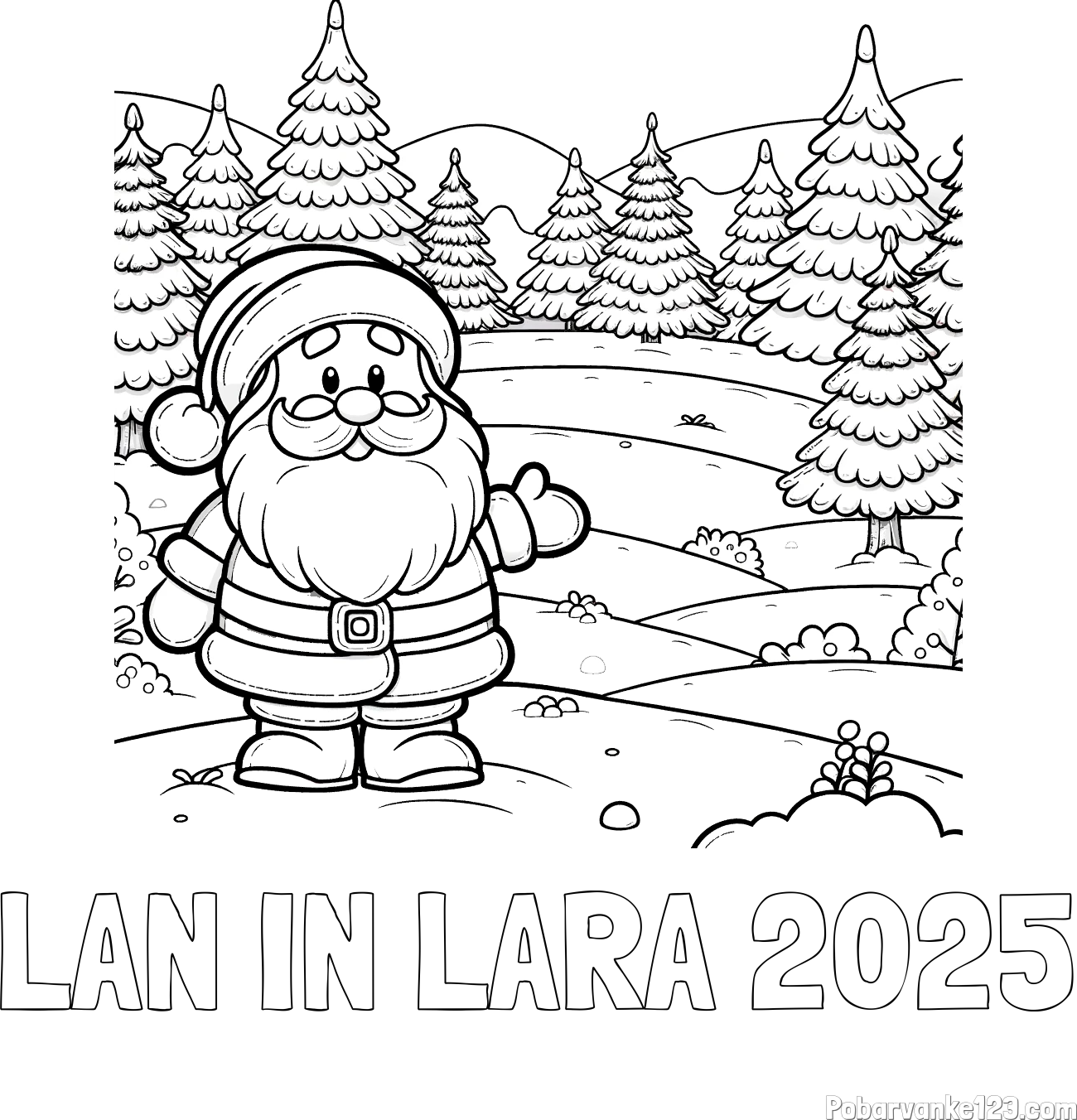 Pobarvanka imena LAN IN LARA 2025 in pobarvanka Božička v naravi