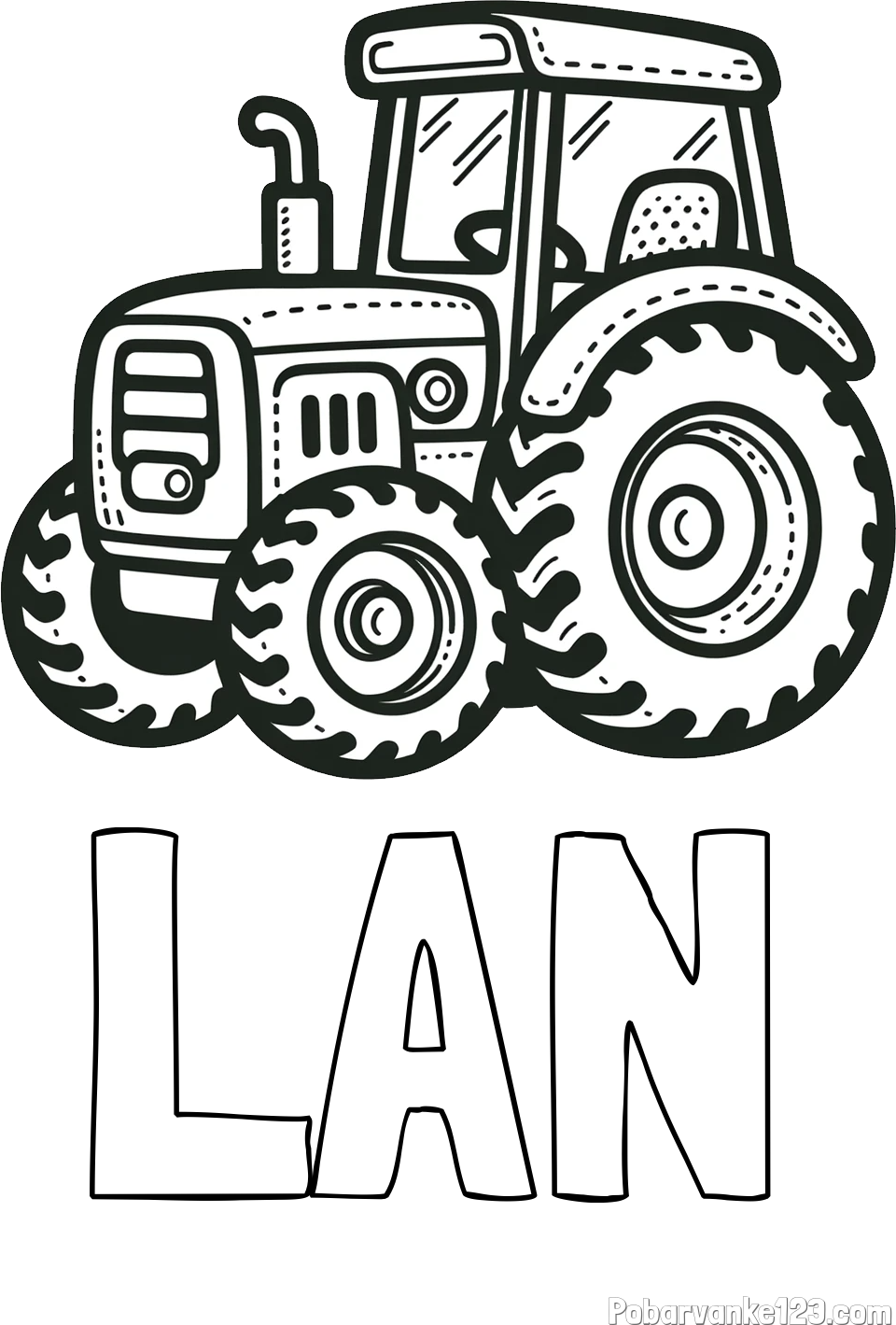 Pobarvanka imena LAN in pobarvanka čudovitega traktorja