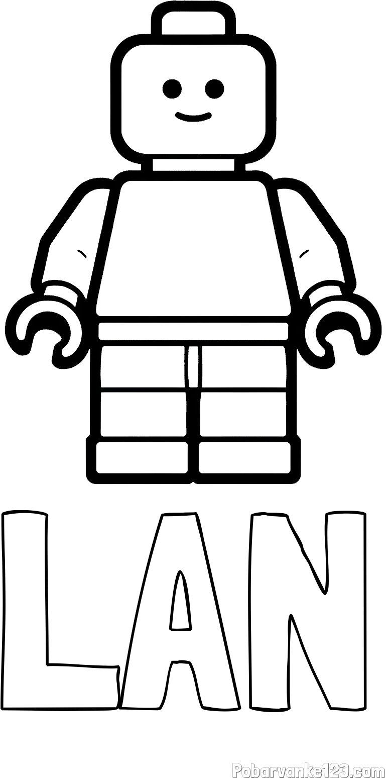 Pobarvanka imena LAN in pobarvanka LEGO figurice fanta