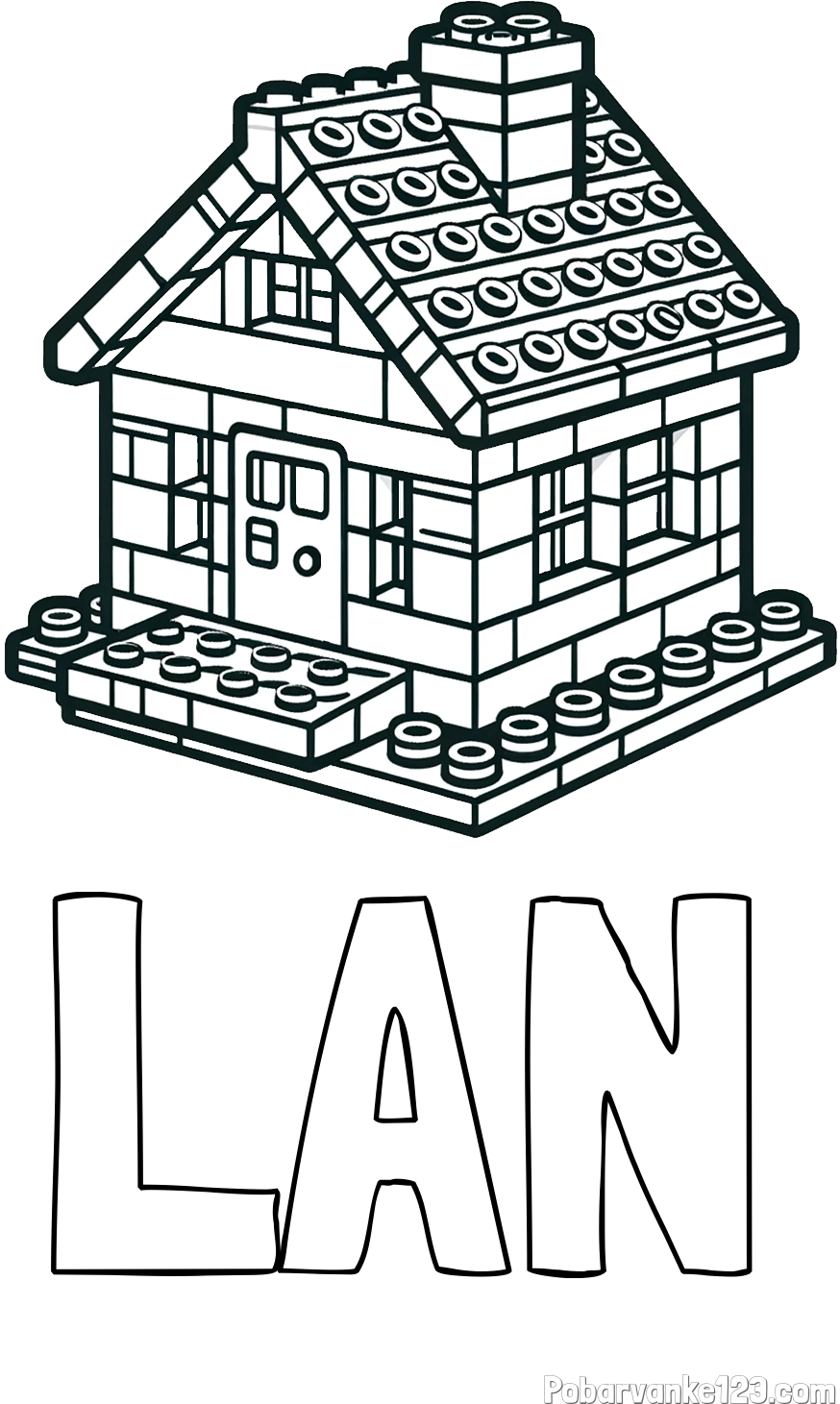 Pobarvanka imena LAN in pobarvanka LEGO hiške