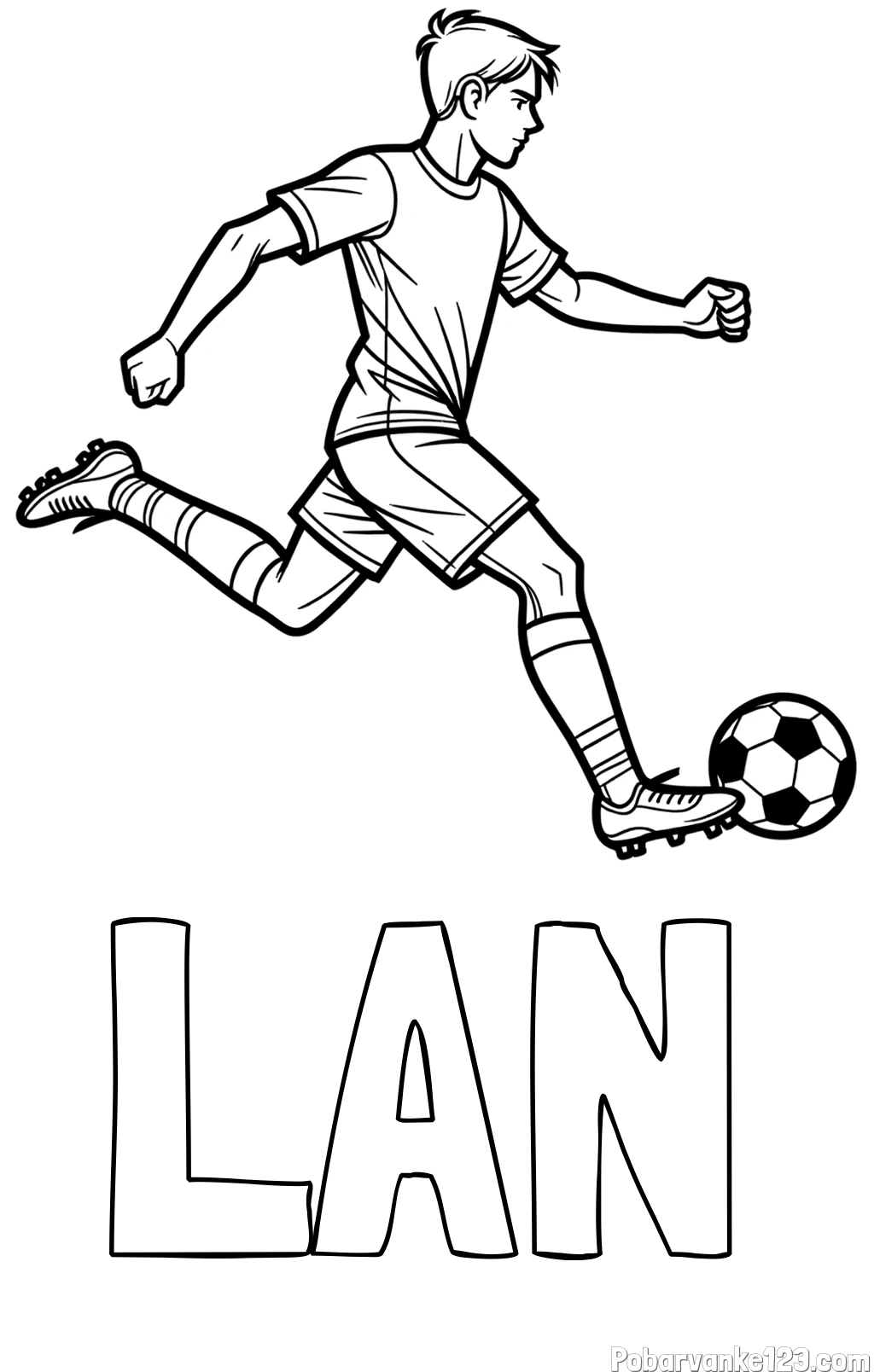 Pobarvanka imena LAN in pobarvanka nogometaša v napadu